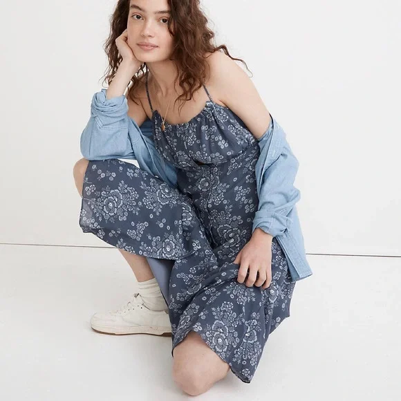 madewell floral button up midi dress Button-Front Midi Dress in Piazza Floral